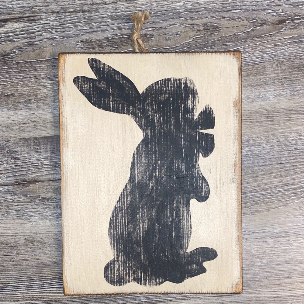 NWOT Dapper Bunny Silhouette Wooden Decorative Hanging Sign